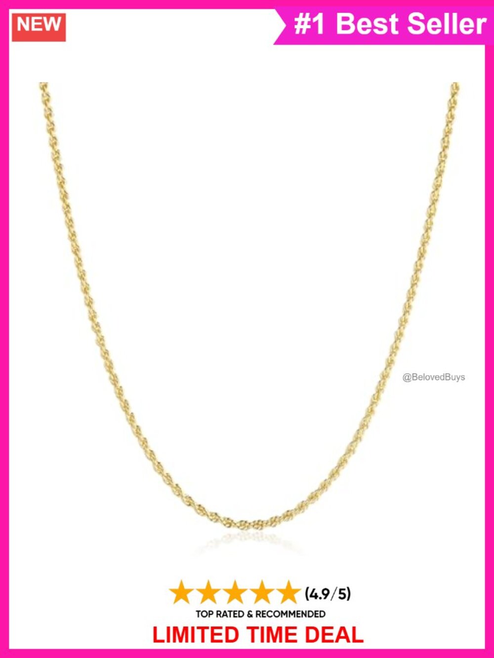 14K Gold Filled Rope Chain Necklace Diamond-Cut Braided 2.5mm Layering